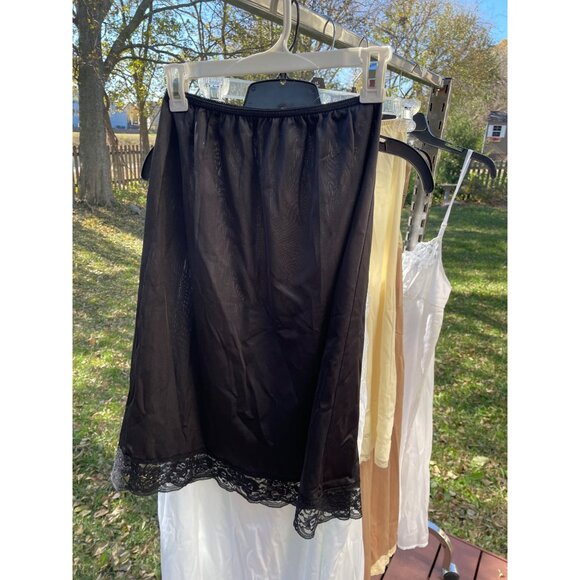 Vintage Full Slip Lace Rockabilly Satin Sears Shiny Velrose Vasserette - Picture 7 of 16